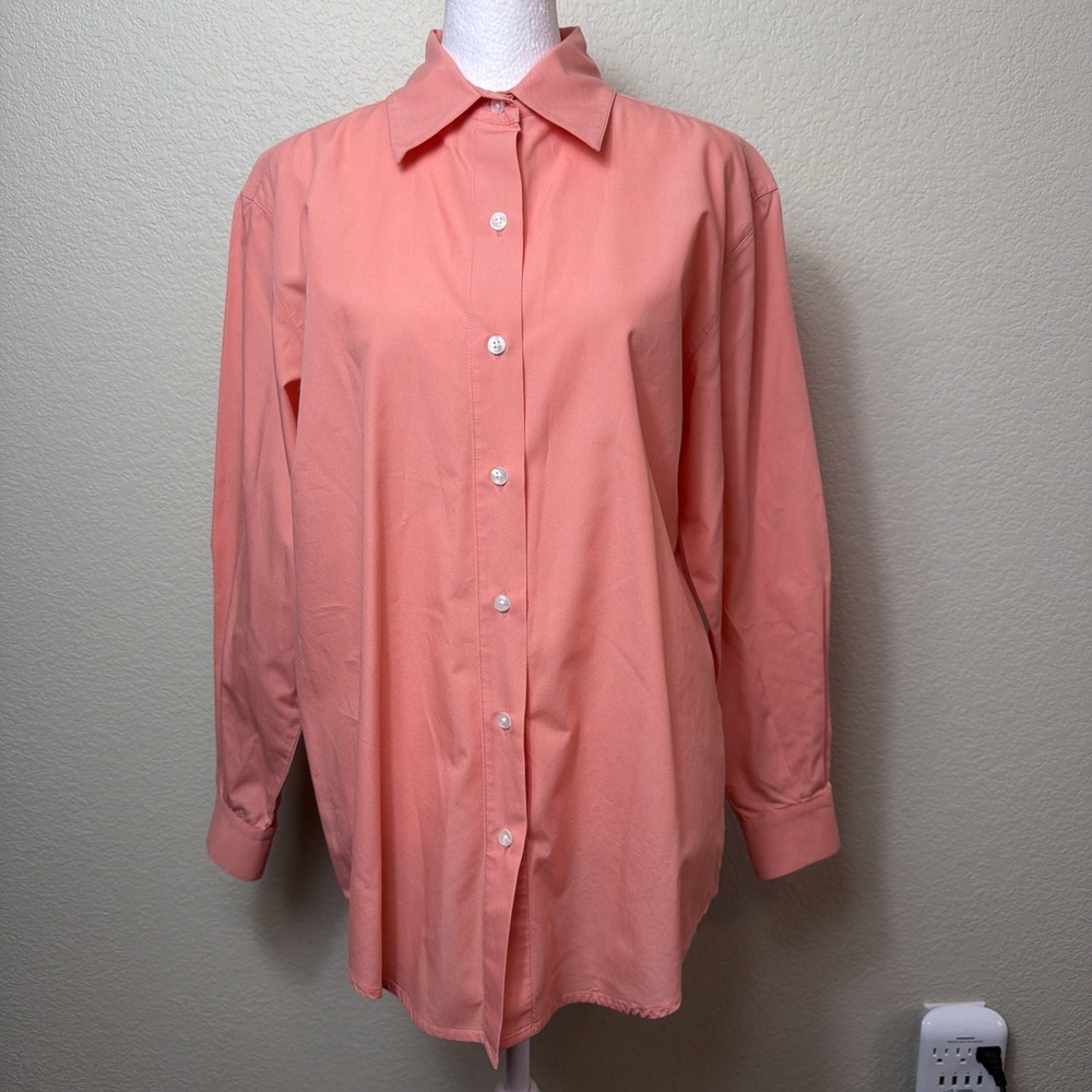 Westbound Shirt Womens S Peach Coral Long Sleeve Cotton Button Up Casual Blouse